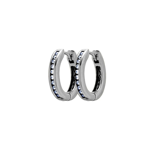 Micro Diamond Hoop Earring in White Gold by Gold Gods