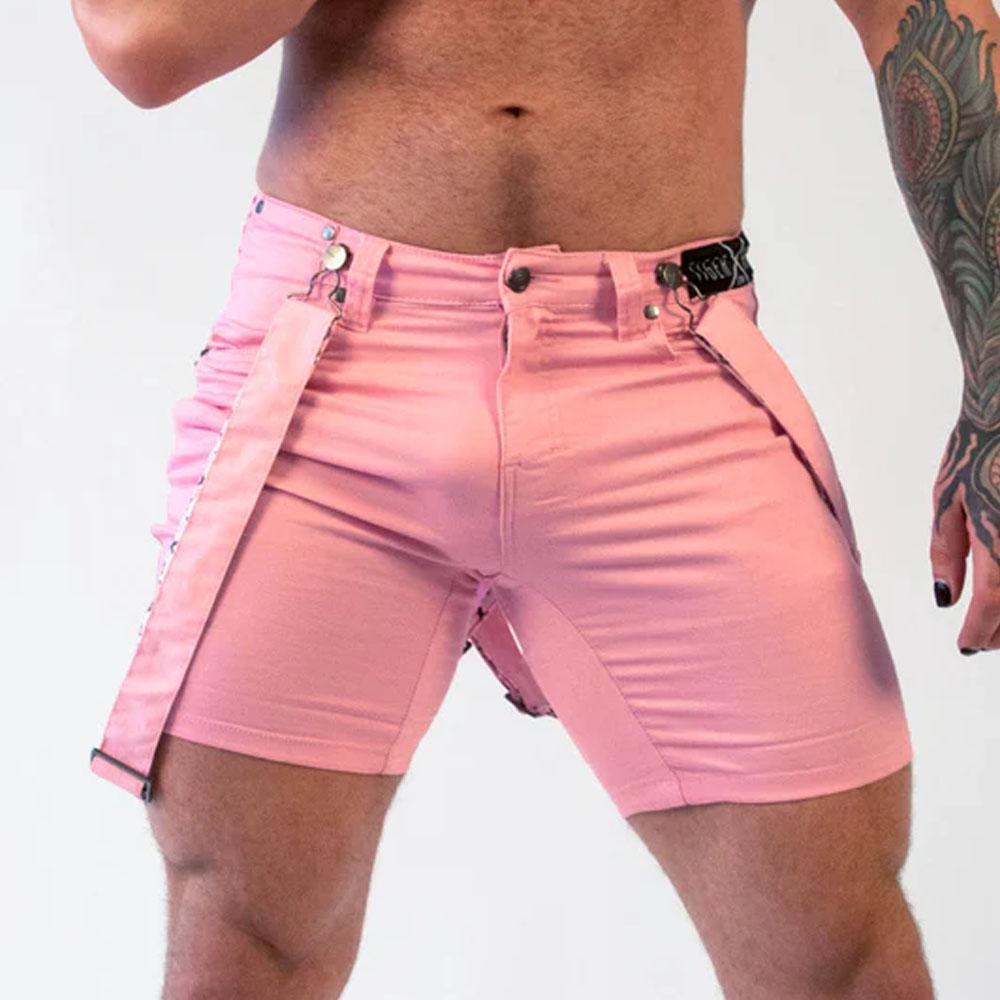 Willem Nu Pink Romey Shorts with Wearable Straps by TigerXHorse Denim