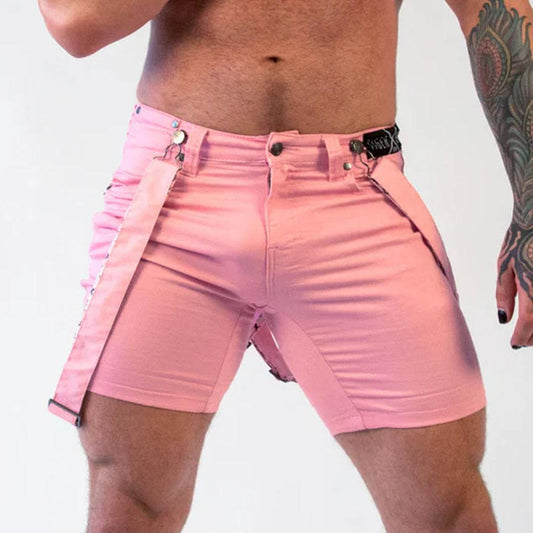 Willem Nu Pink Romey Shorts with Wearable Straps by TigerXHorse Denim