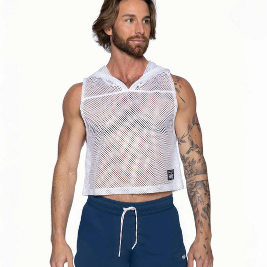 White Hooded Sleeveless Practice Jersey by Bike Athletic