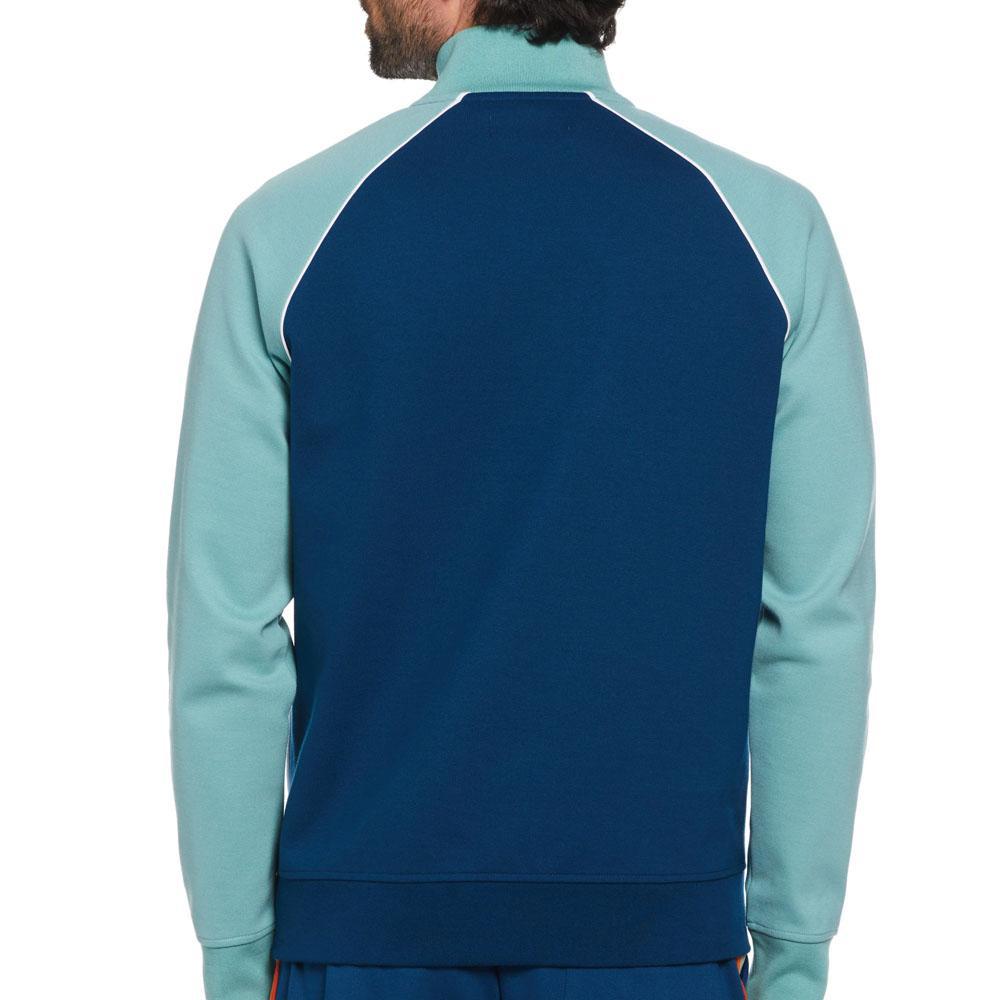 Poseidon Blue Quarter Zip Chest Stripe Pullover by Original Penguin