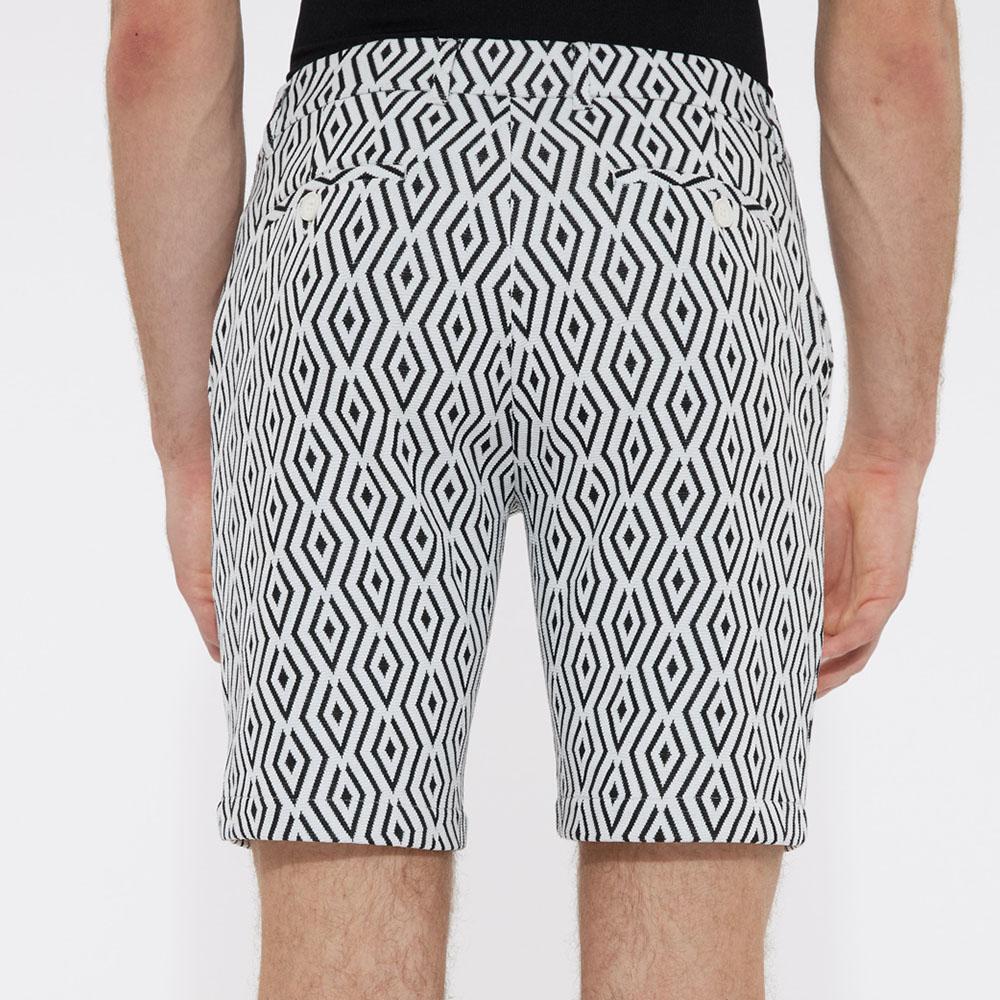 Black/White Ziggy 8" Inseam Knit Textured Jacquard Shorts by Postmarc (PM-2508)