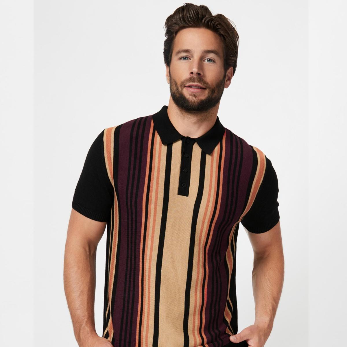 Race Babbling Black and Tan Knitted Polo Shirt by 4funkyflavours