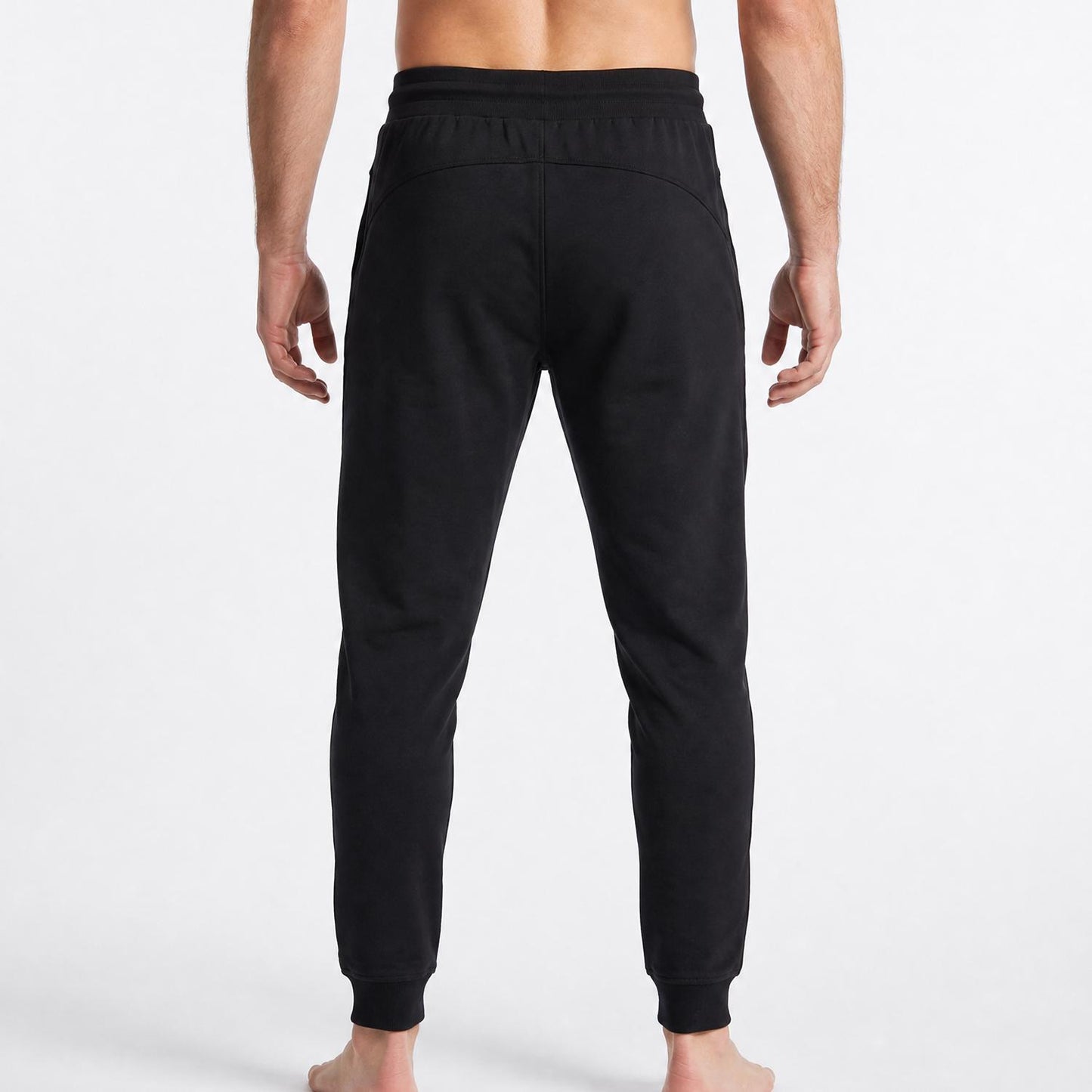Soft Touch Black Cotton Joggers with Side Trim