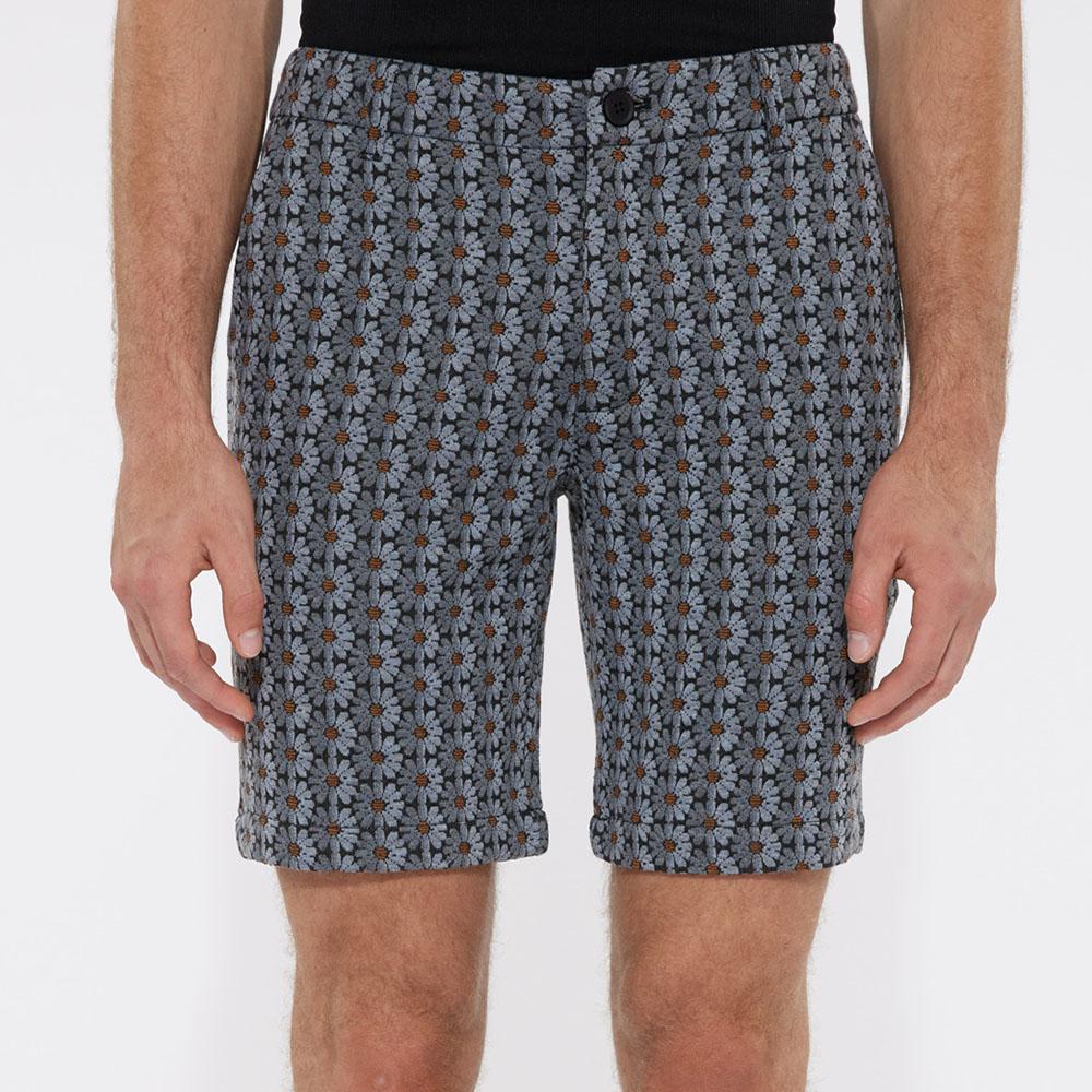 Grey Floral 8" Inseam Knit Textured Jacquard Shorts by Postmarc (PM-2504)