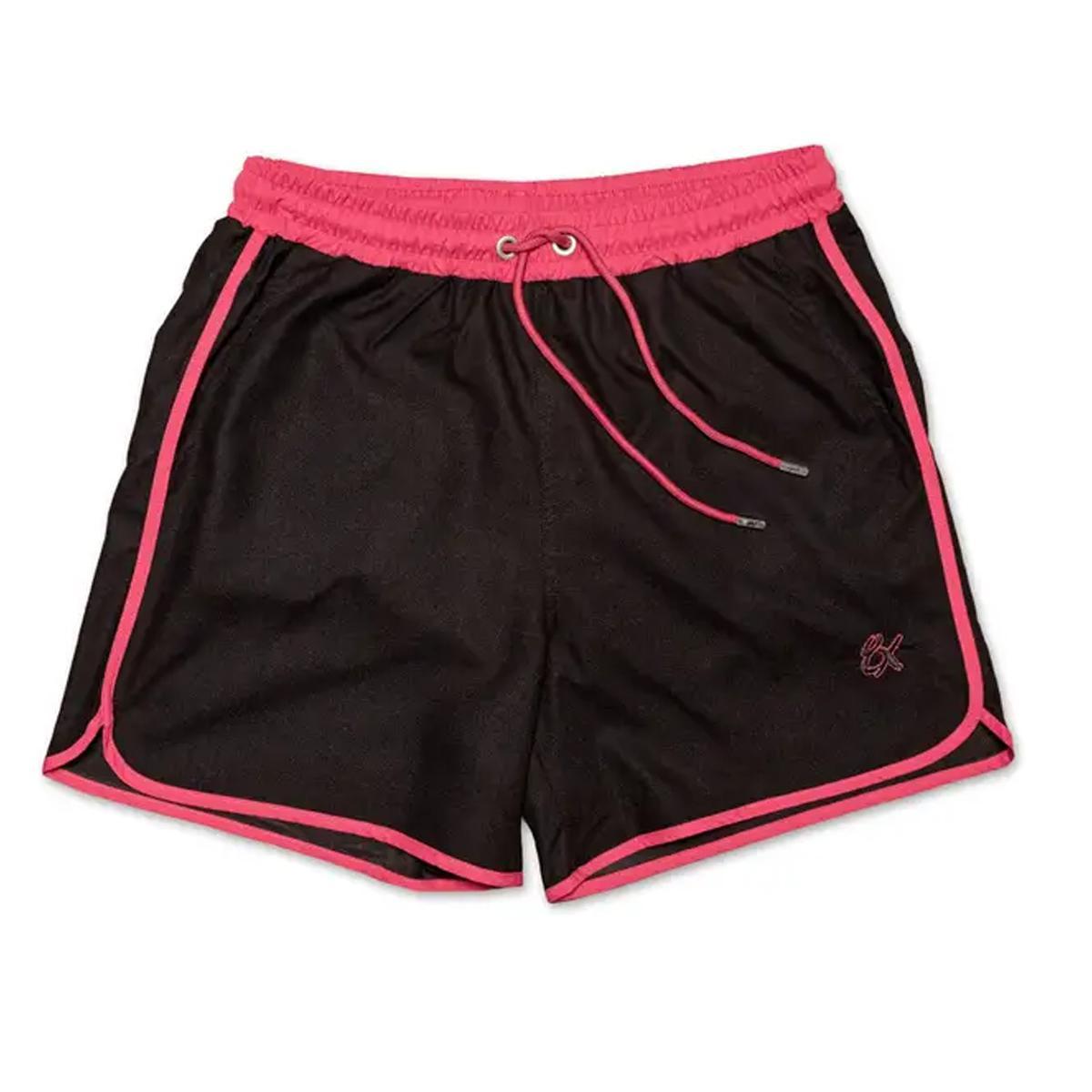 Vintage Cut Black Swim Trunks with Magenta Trim by Eight X