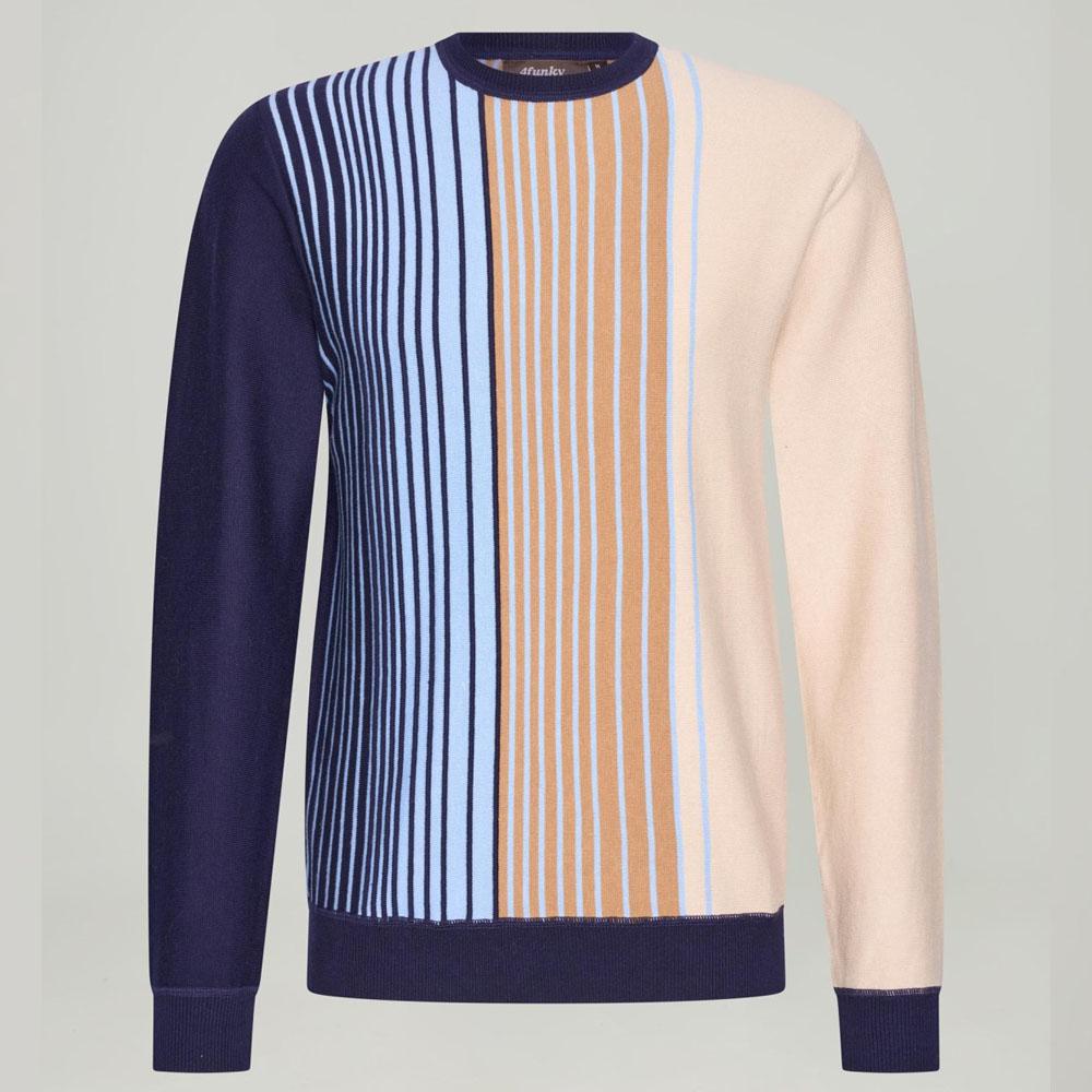 Remember When Navy/Ecru Striped Cotton Sweater from 4funkyflavours