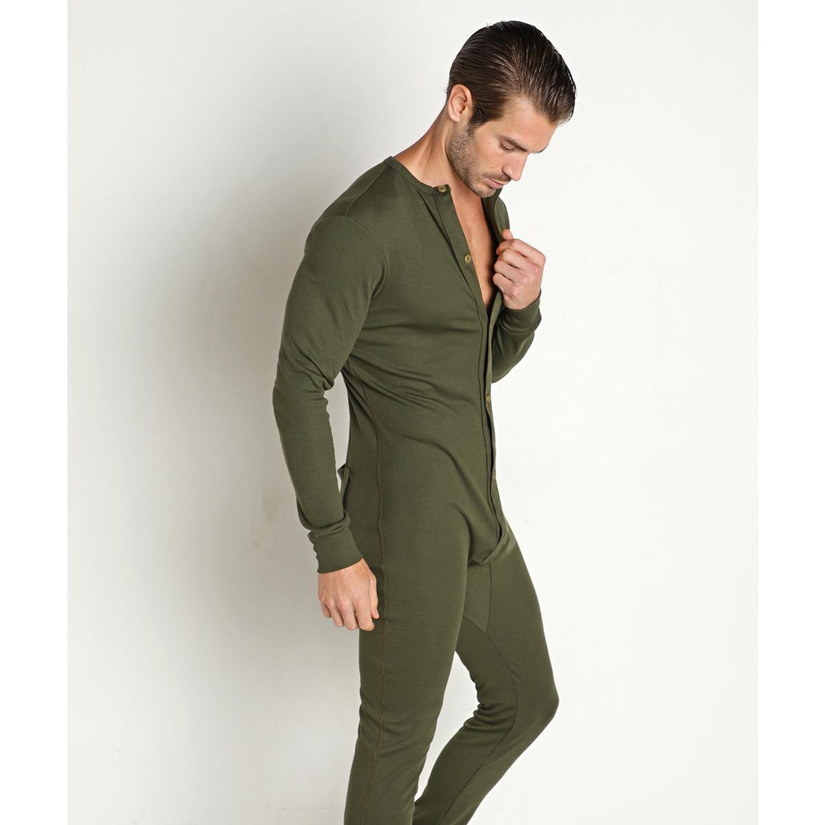 Army Green American Classic Back Flap Union Suit by Rick Majors