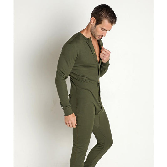 Army Green American Classic Back Flap Union Suit by Rick Majors