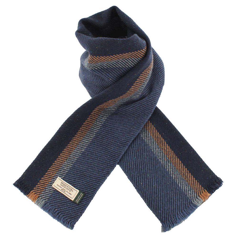 Navy/Black Striped Soft Donegal Irish Wool Scarf by Mucros Weavers (SD34)