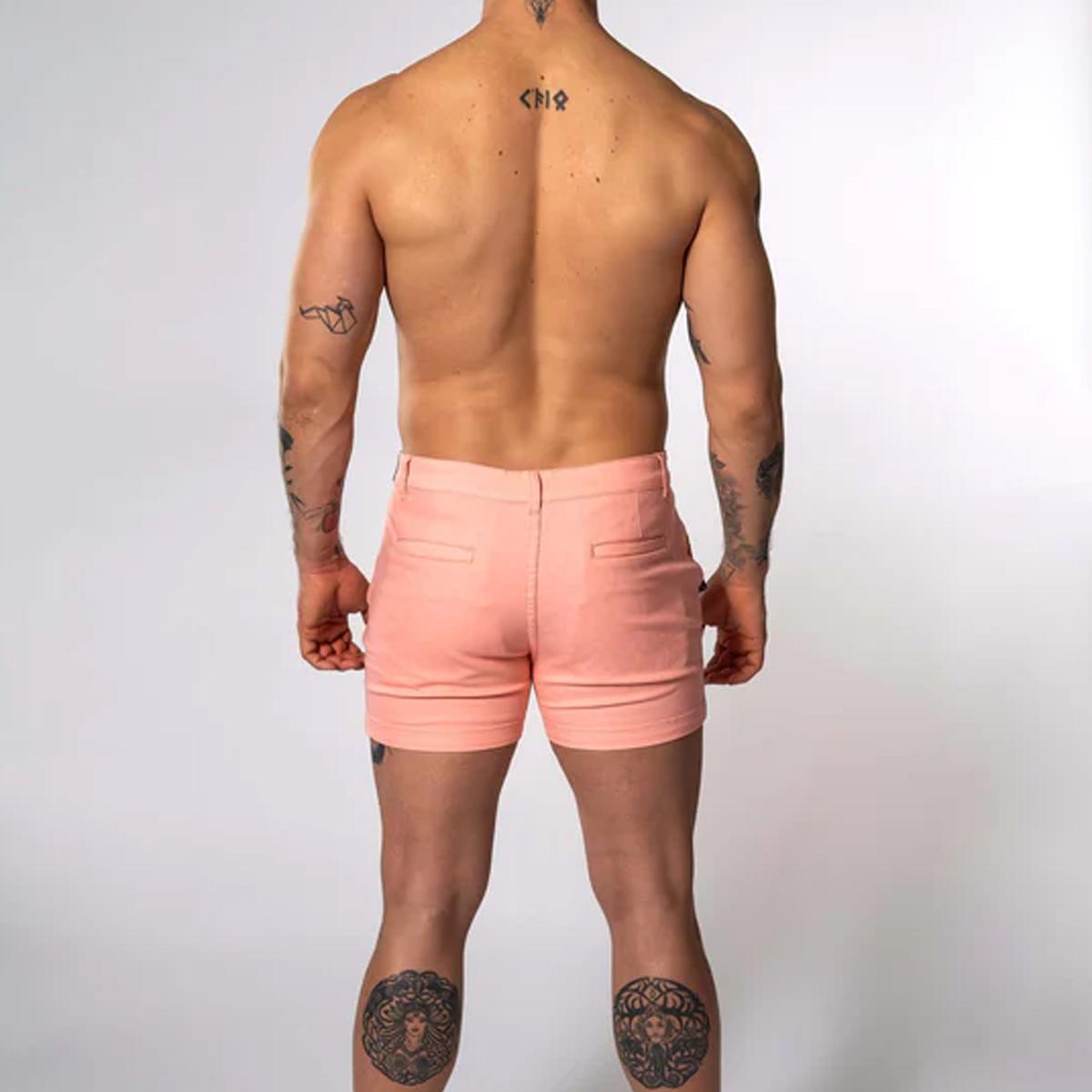 Peach Pink 4" Inseam Stretch Cotton Finn Shorts by TigerXHorse Denim