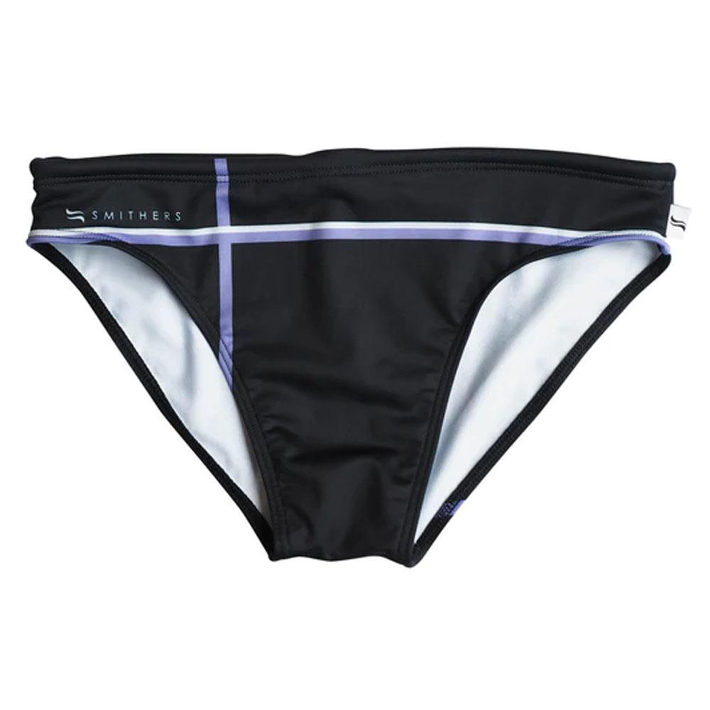 Respectful Black/Purple/White Swim Briefs by Smithers Swimwear