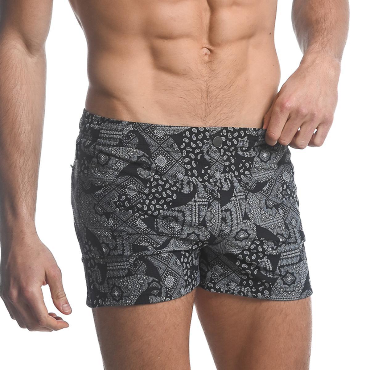 Black/White Paisley Swim Shorts by Postmarc