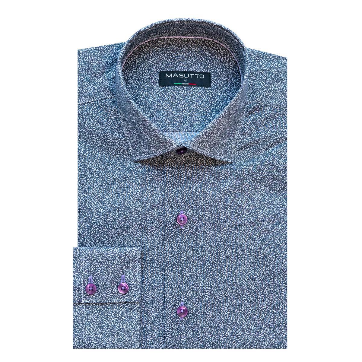 Adison Black Floral Cotton Long Sleeve Shirt by Masutto