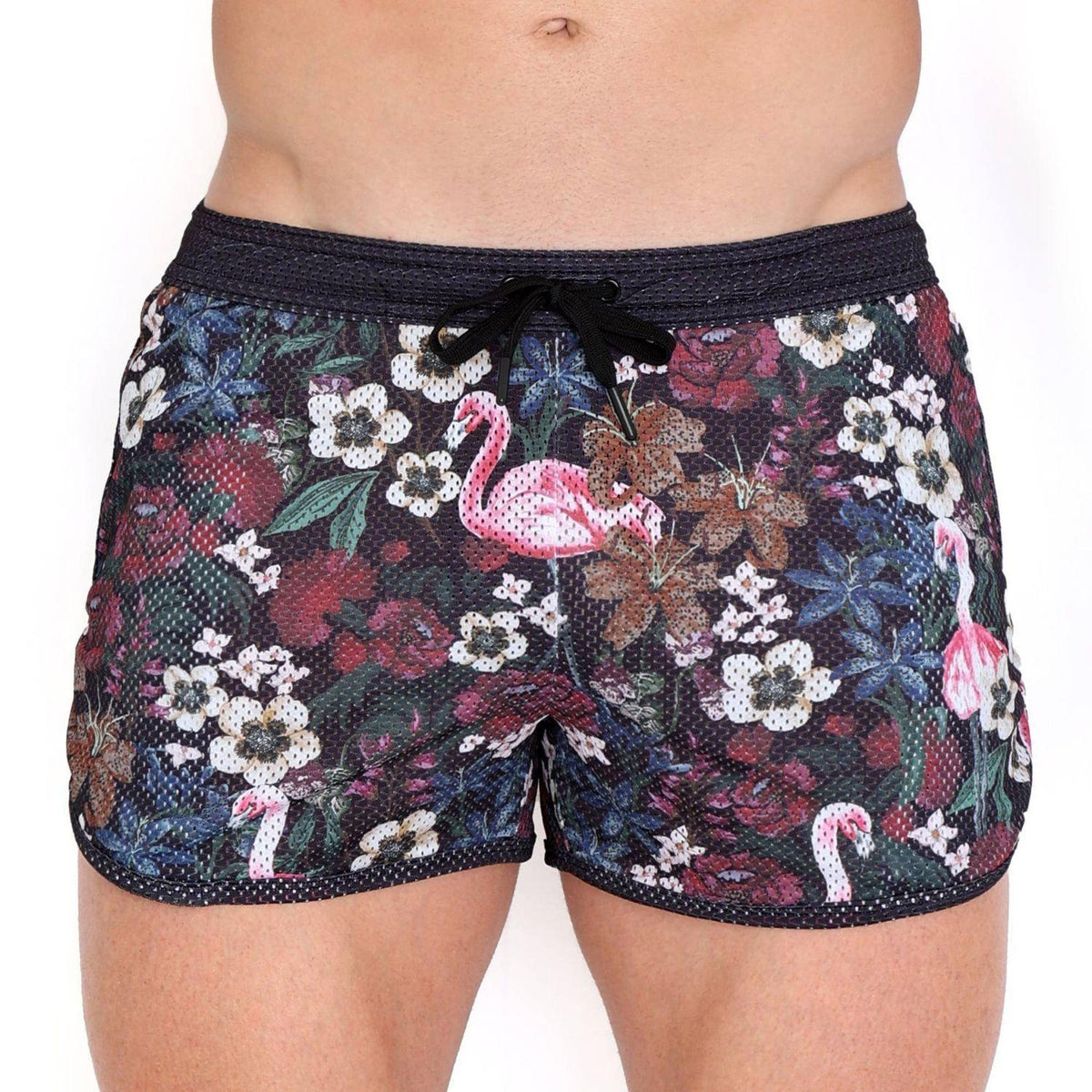 Floral Flamingo Mesh Shorts by Skull & Bones