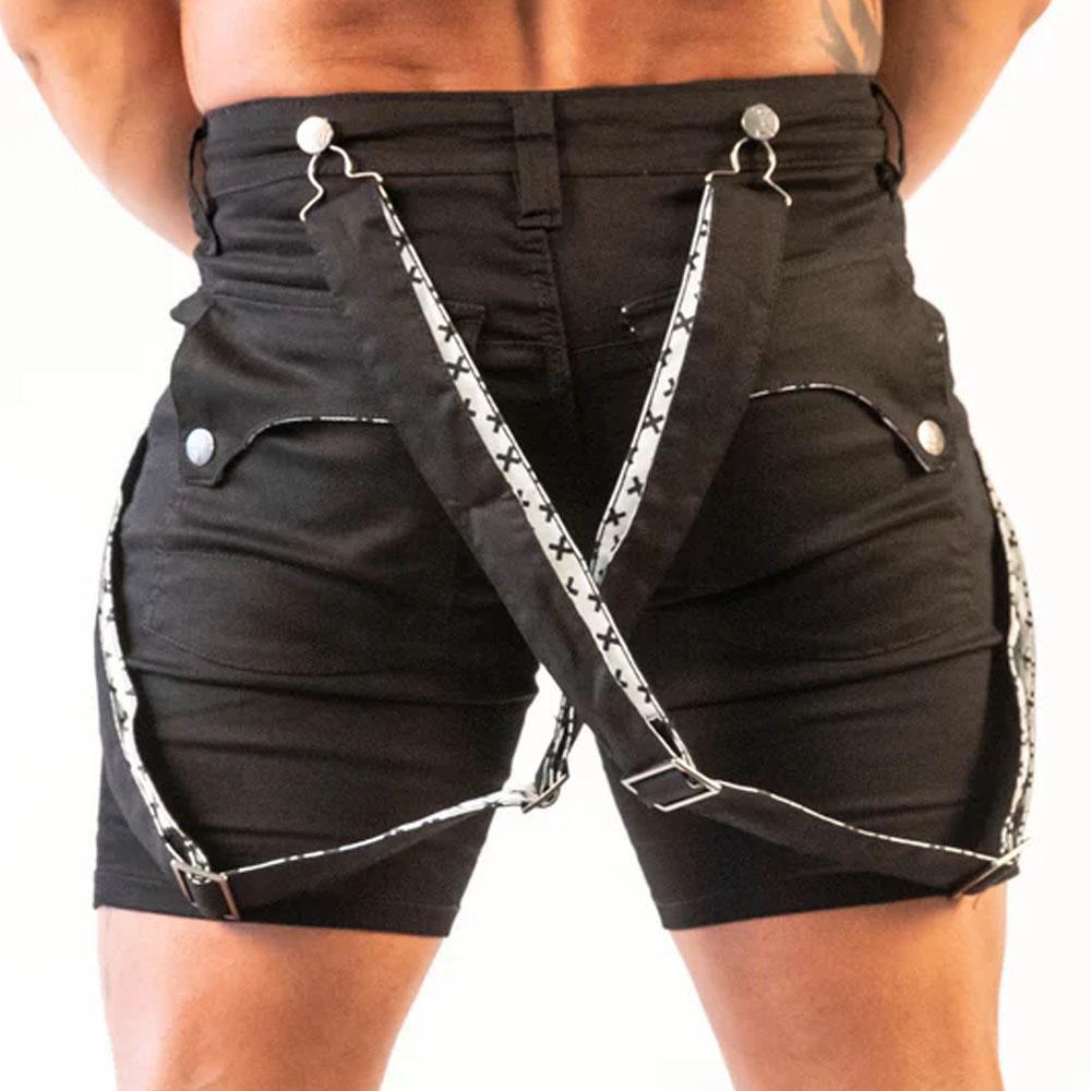 Double Black Romey Shorts with Wearable Straps by TigerXHorse Denim