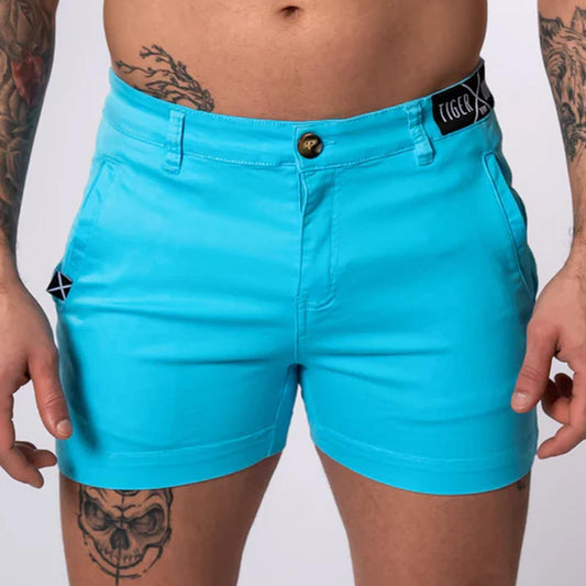 Malibu Blue 4" Inseam Stretch Cotton Finn Shorts by TigerXHorse Denim
