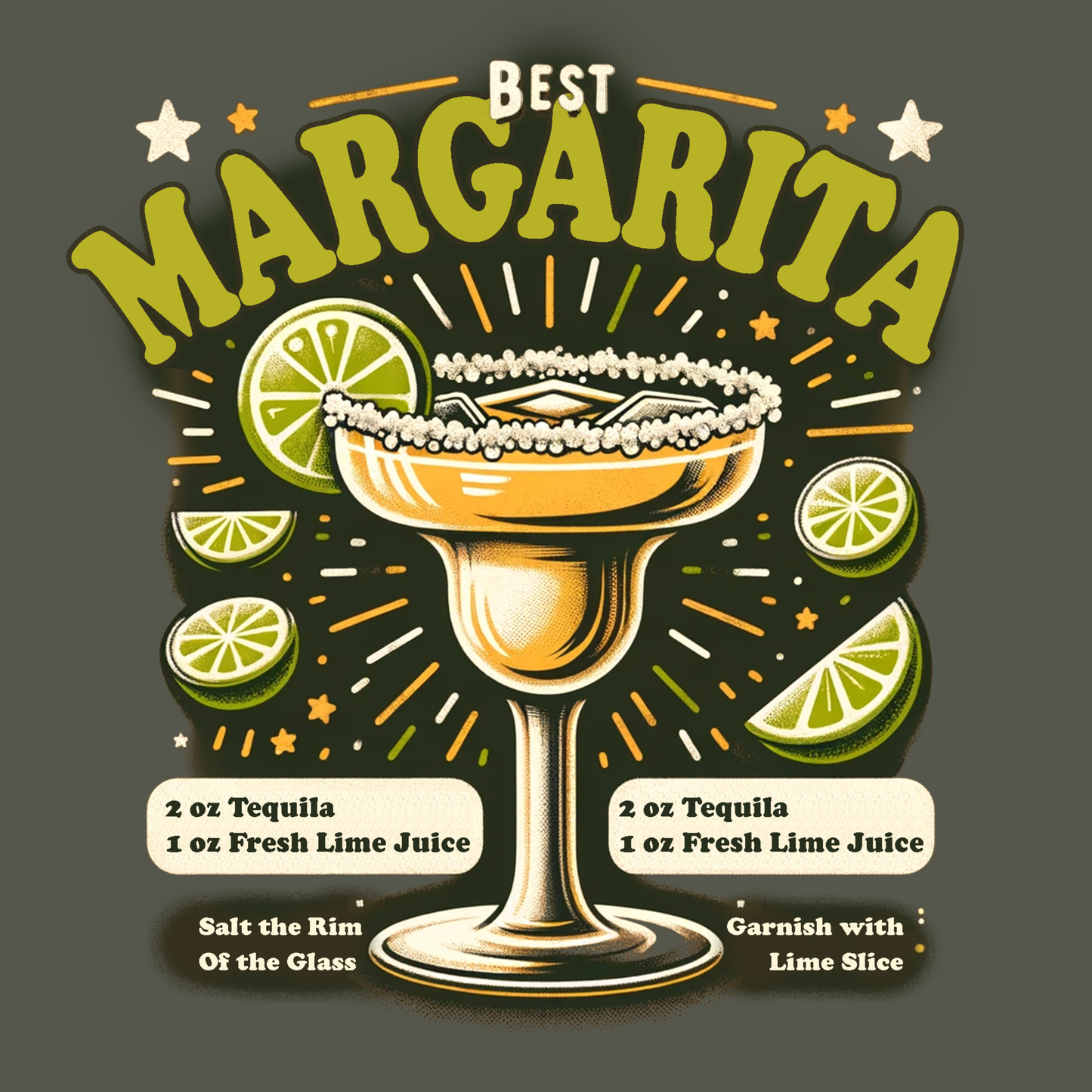 Margarita Cocktail Army Green T-Shirt