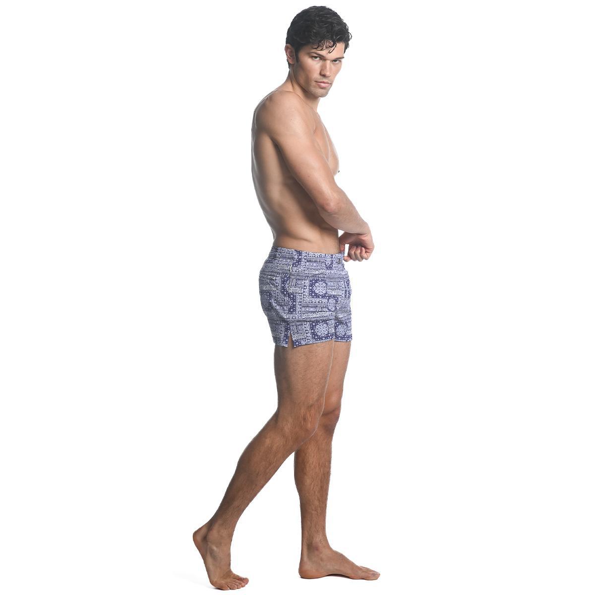 Navy/White Patchwork Swim Shorts by Postmarc