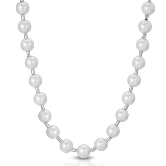 White Gold Full Pearl Chain by Gold Gods