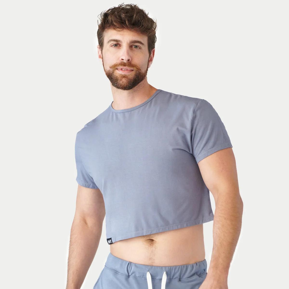CLOUD Steel Blue Crop Tee by Awry Menswear