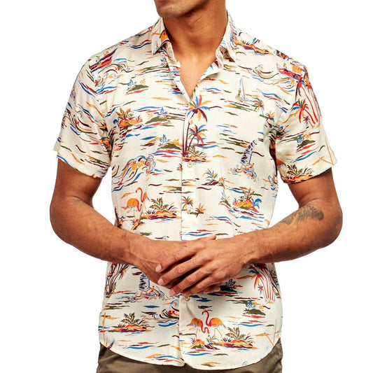 Tropicalia Patterned Short Sleeve Button Down Shirt by Eight-X