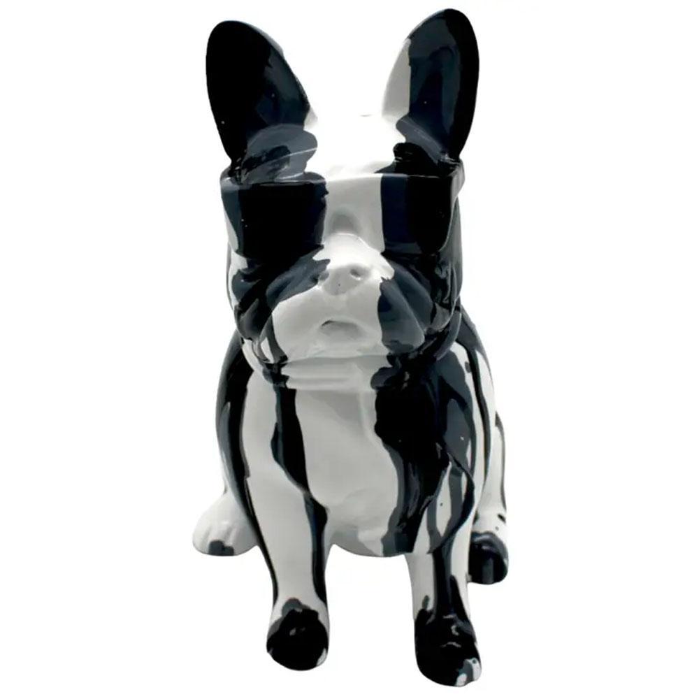 Grey Graffiti French Bulldog with Glasses 8" Sculpture by Interior Illusions Plus