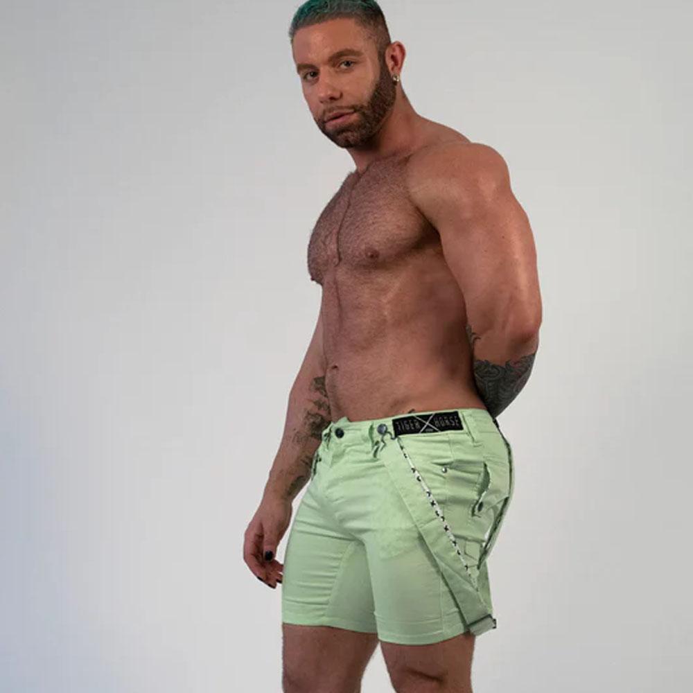 Linus Lime Romey Shorts with Wearable Straps by TigerXHorse Denim