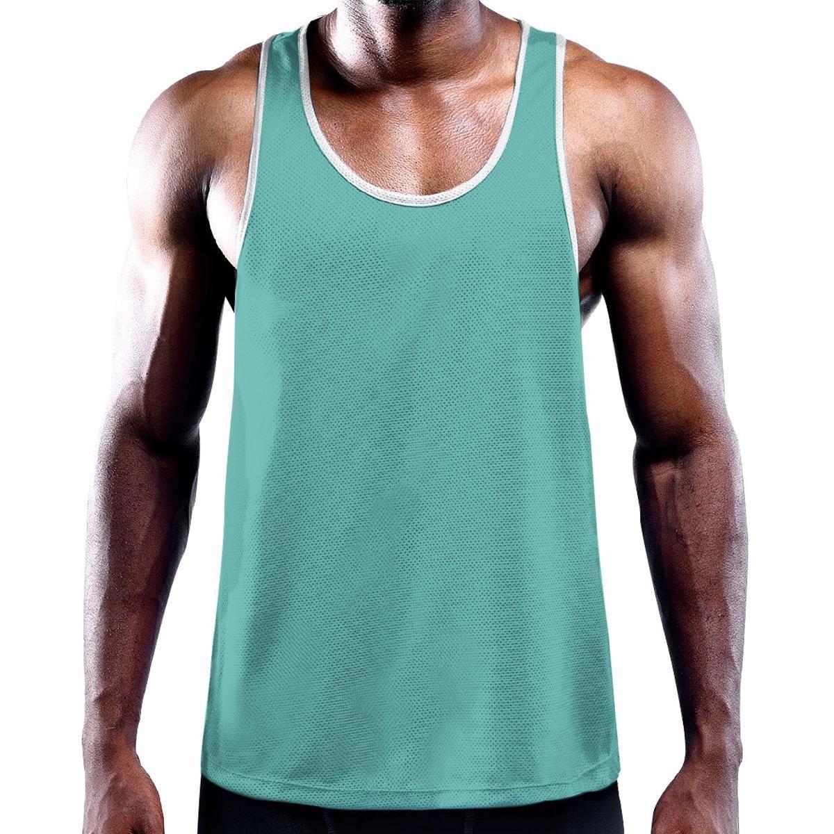 Aqua Blue Solid Color Y-Back Tank from Assassin Menswear