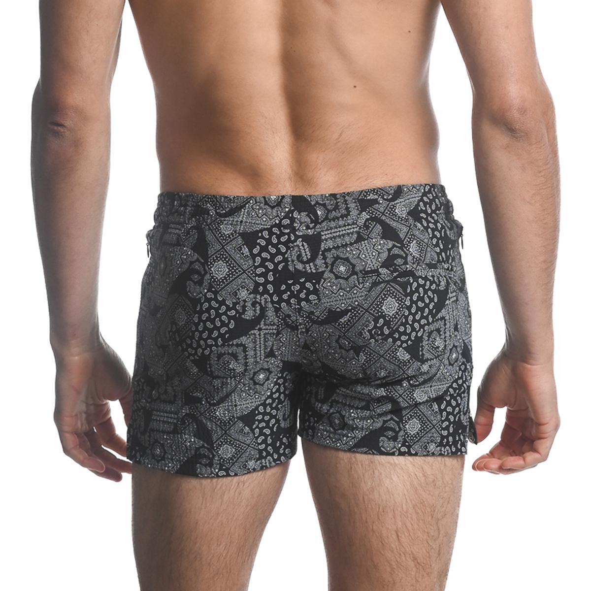 Black/White Paisley Swim Shorts by Postmarc
