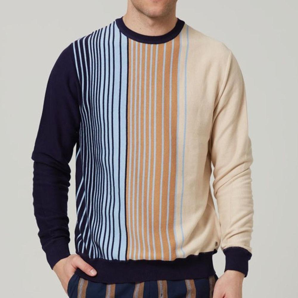 Remember When Navy/Ecru Striped Cotton Sweater from 4funkyflavours