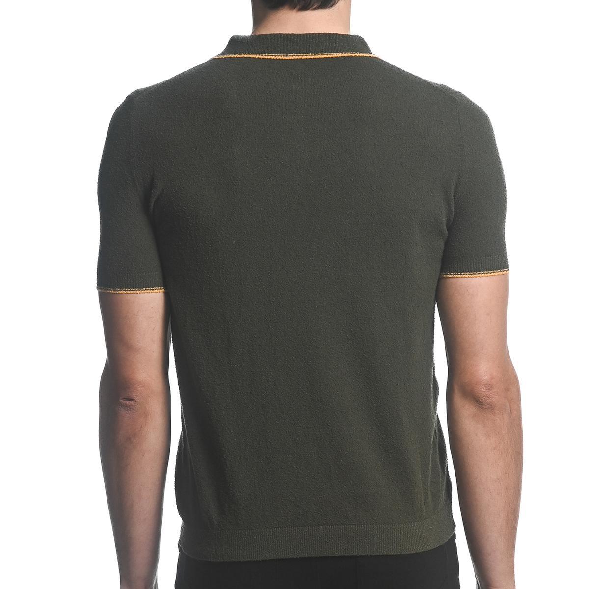 Olive/Amber Lightweight Boucle Polo Shirt by Postmarc