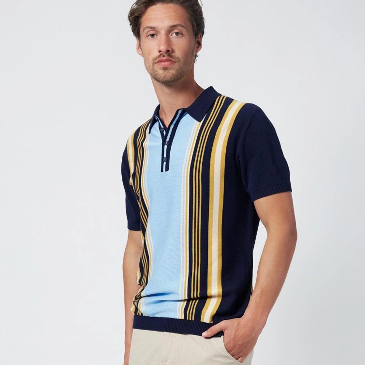 The Same Love Navy/Yellow Striped Knit Polo by 4funkyflavours