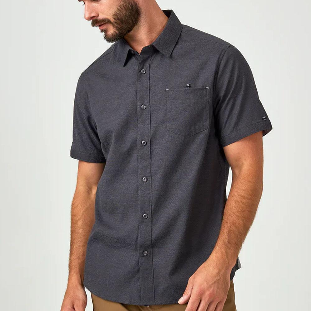 Rhodes Black Short Sleeve Patterned Shirt by 7Diamonds (SMK-7472)
