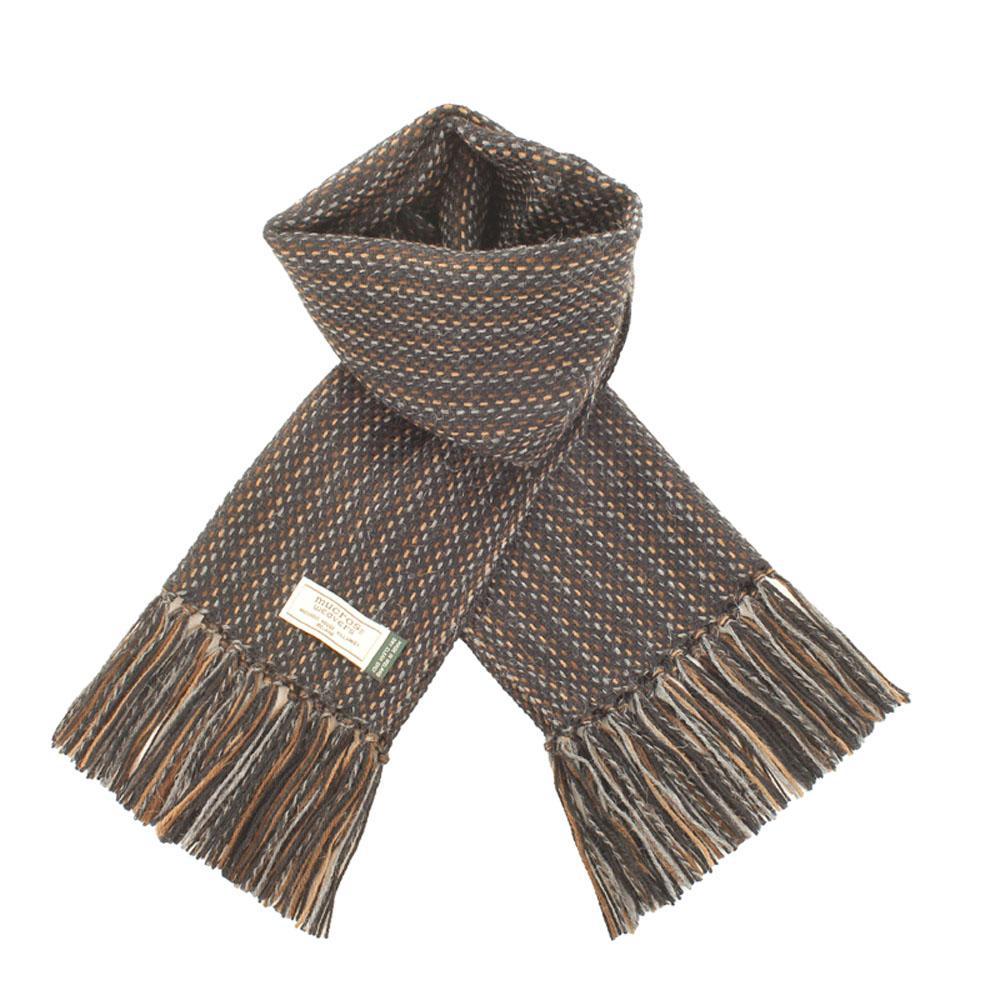 Chocolate Brown/Multicolor Dotted Stripe Irish Alpaca Scarf by Mucros Weavers (A60)