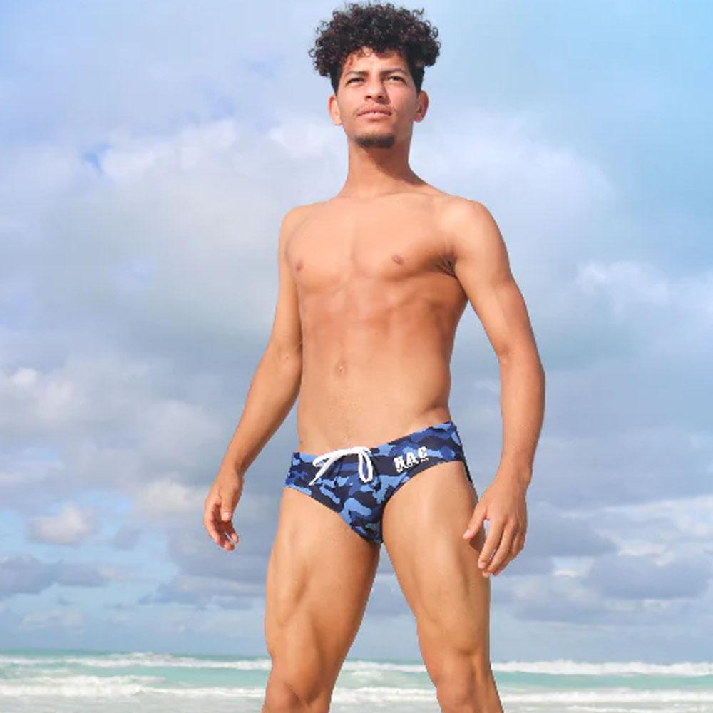 Blue Camo Basic Swim Brief by HAC Swim
