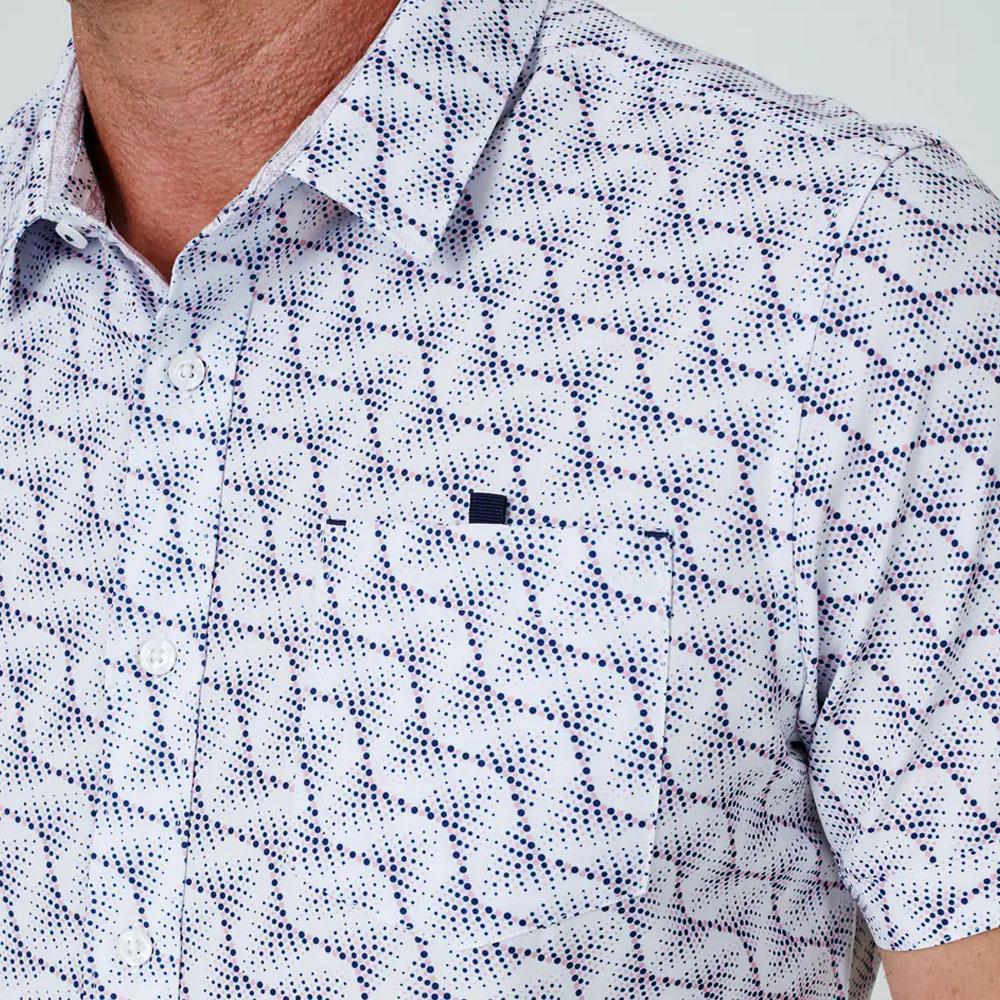 Gold Coast White/Pink/Navy Geometric Print Short Sleeve Shirt by 7 Diamonds