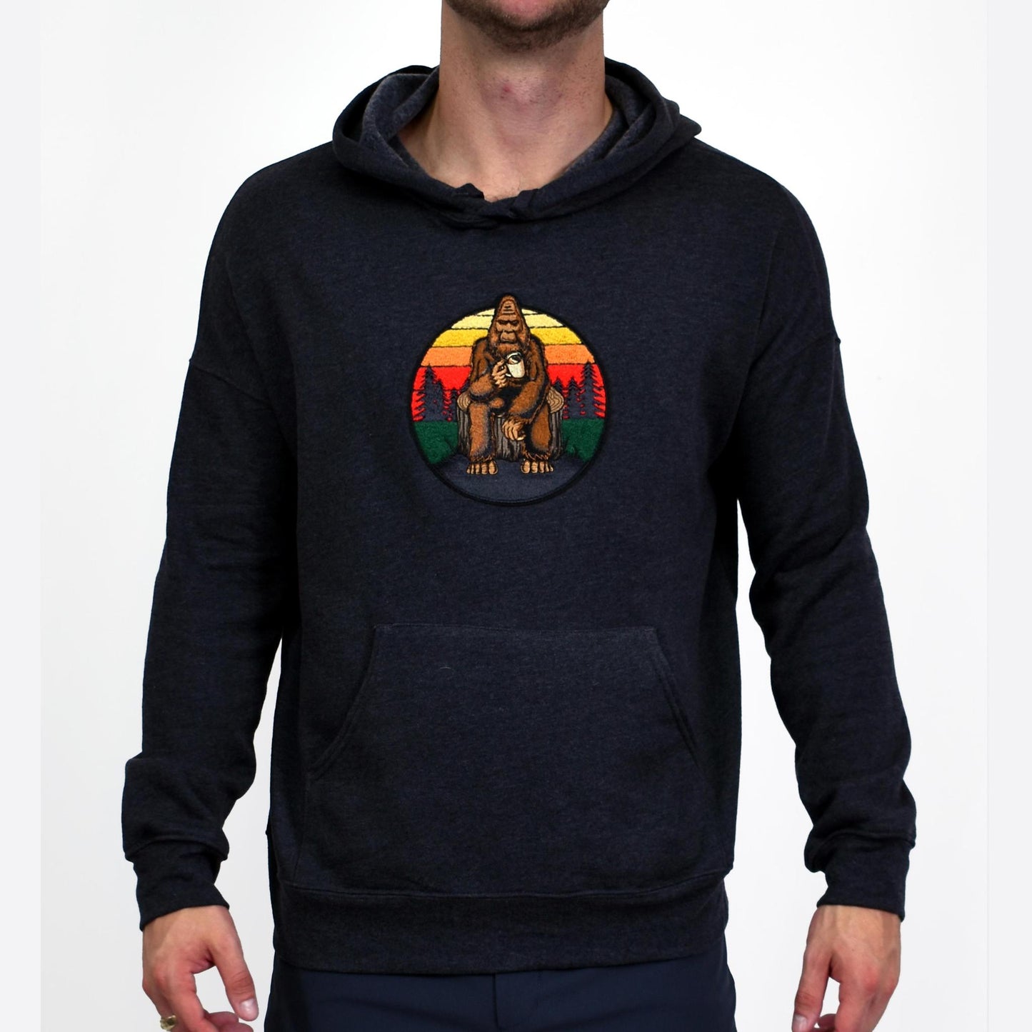 Caffeinated Big Foot Embroidered Charcoal Grey Pullover Hoodie by Assassin Menswear