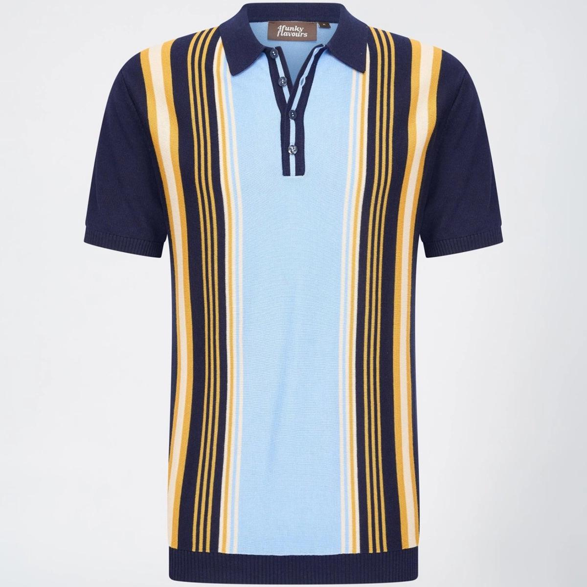 The Same Love Navy/Yellow Striped Knit Polo by 4funkyflavours