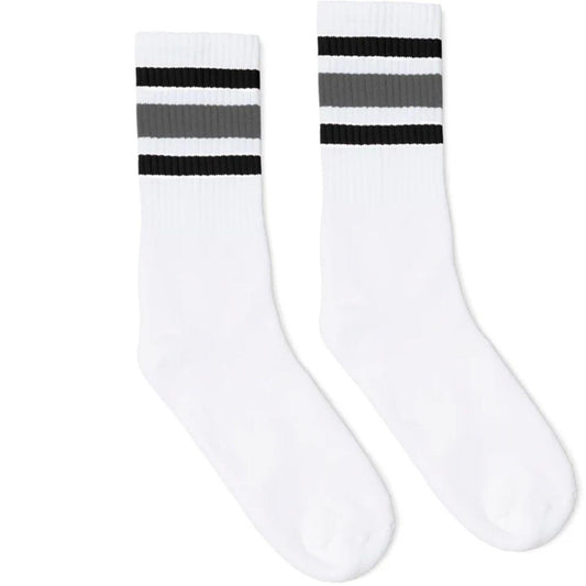 Black and Grey Striped Crew Socks by SOCCO