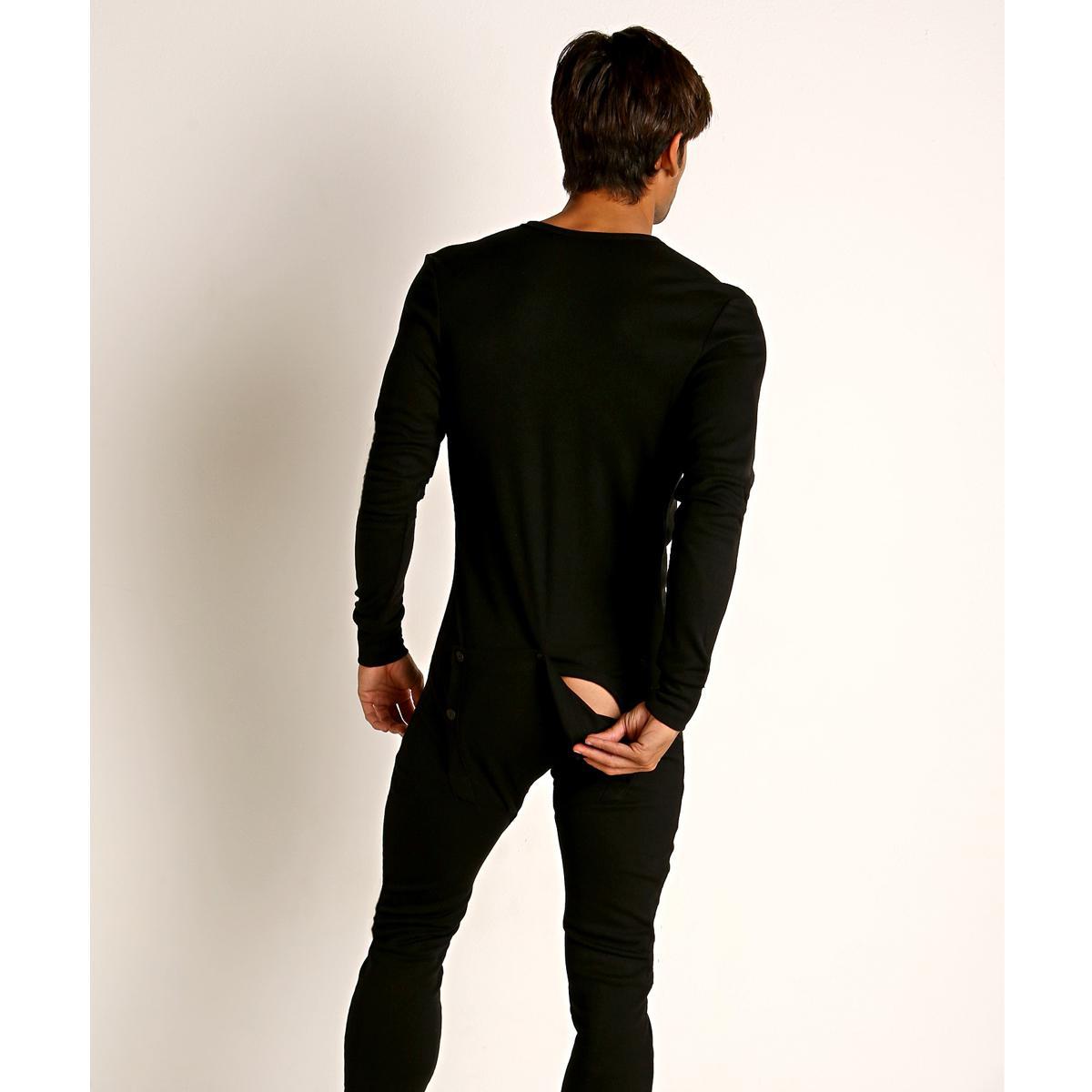 Black American Classic Back Flap Union Suit by Rick Majors