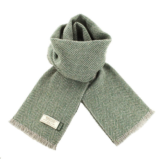 Olive Green Soft Donegal Irish Wool Scarf by Mucros Weavers (SD6)
