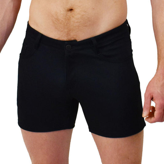 Black Solid 5-Pocket Stretch Shorts with 5" Inseam by Assassin Menswear