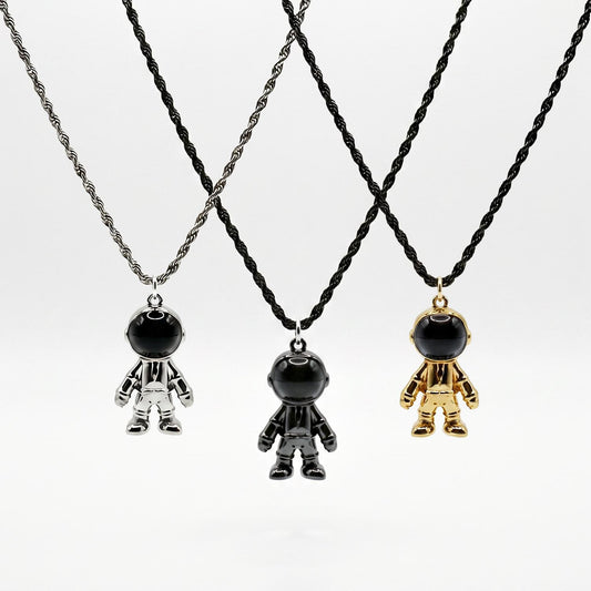 Metallic Spaceman Pendant Necklace
