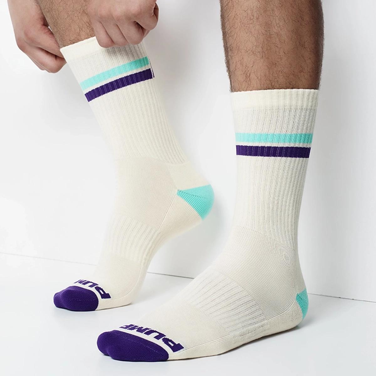 Activate Cream/Aqua/Purple Crew Socks by PUMP! Underwear