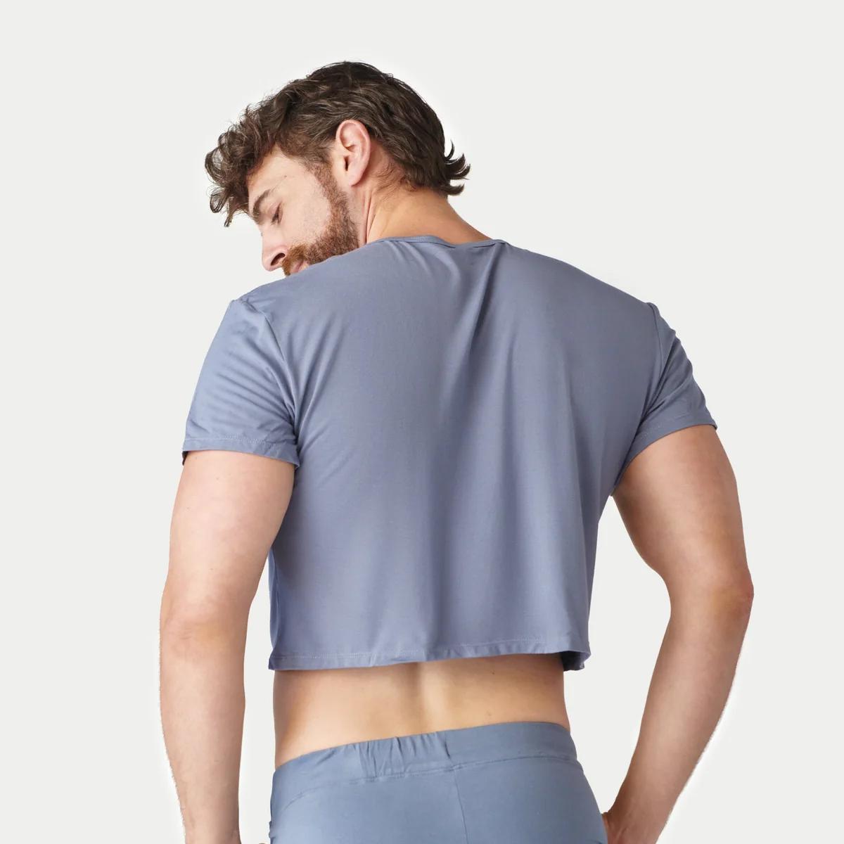 CLOUD Steel Blue Crop Tee by Awry Menswear
