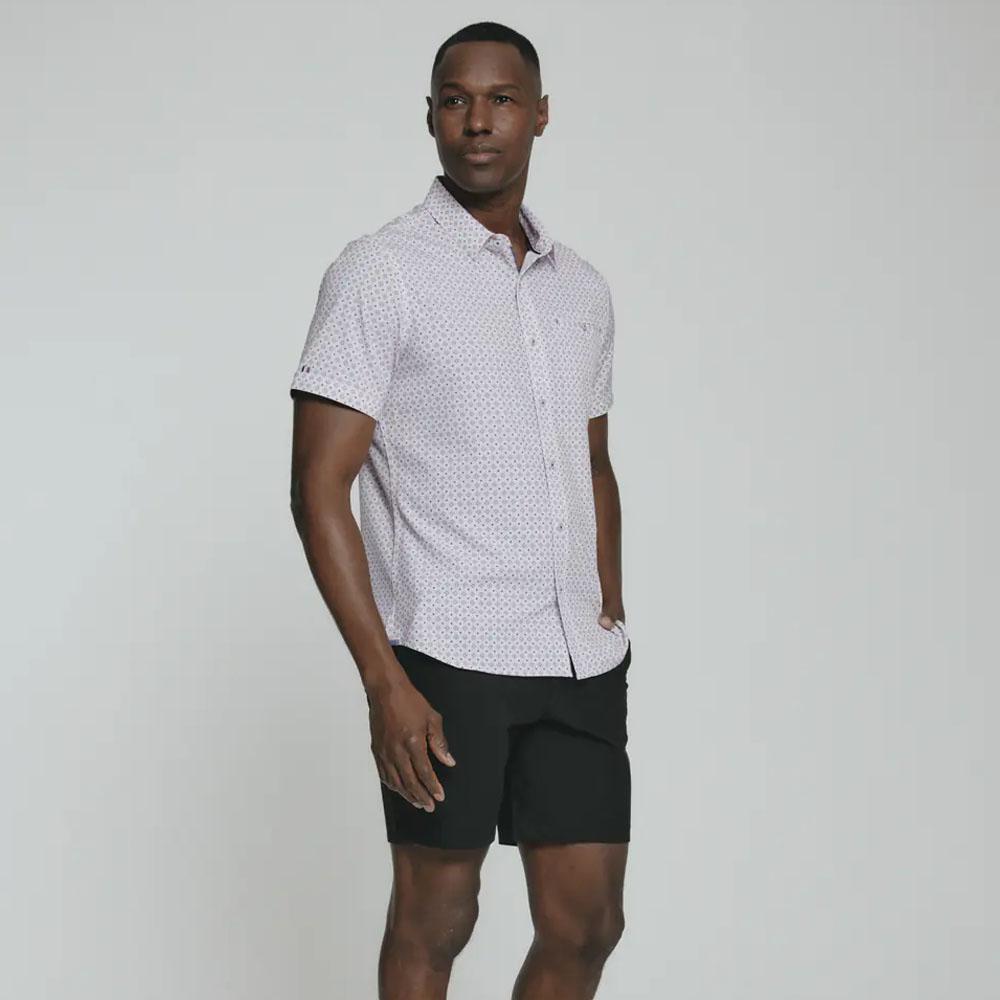 Lithos Coral Short Sleeve Patterned Shirt by 7Diamonds