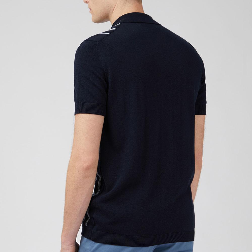 Striped Navy Button-Down Knit Polo by Ben Sherman