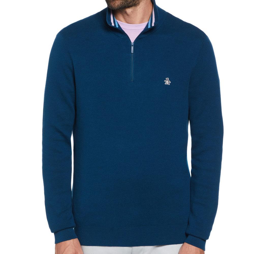 Poseidon Blue Quarter Zip Long Sleeve Sweater by Original Penguin