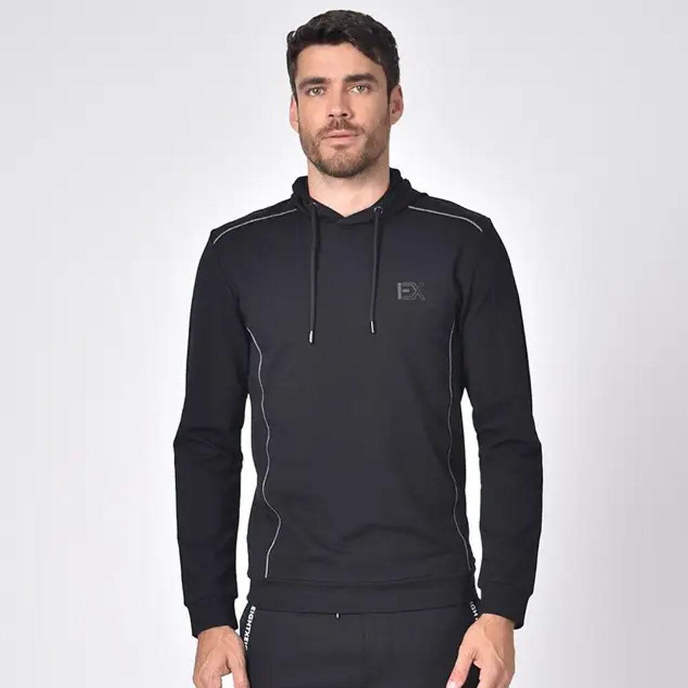 Black Hooded Pullover by Eight X